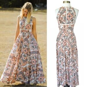 Elegant Geometric Print Maxi Dress